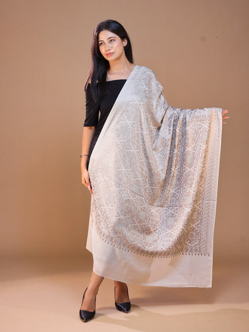 Women's Pure Wool Faux Pashmina Aari Embroidery Shawl